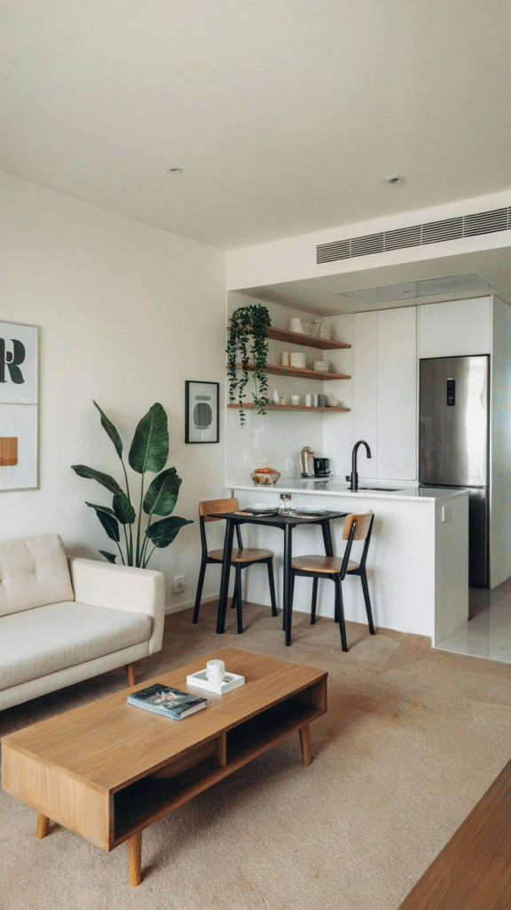konsep ruang terbuka di apartemen kecil